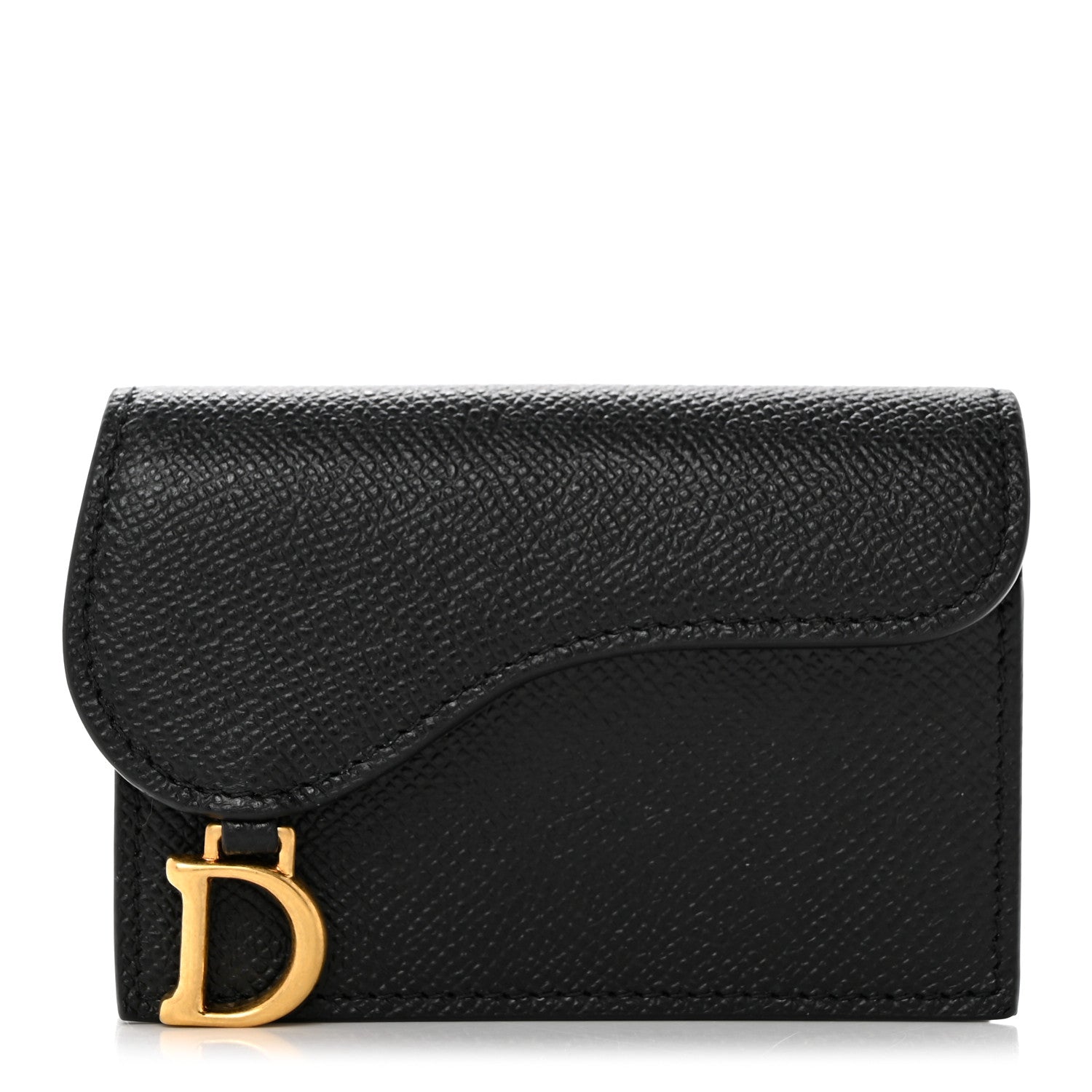 Christian Dior Grained Calfskin Saddle Card Holder Black 1 of 9