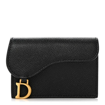 Christian Dior Grained Calfskin Saddle Card Holder Black 1 of 9