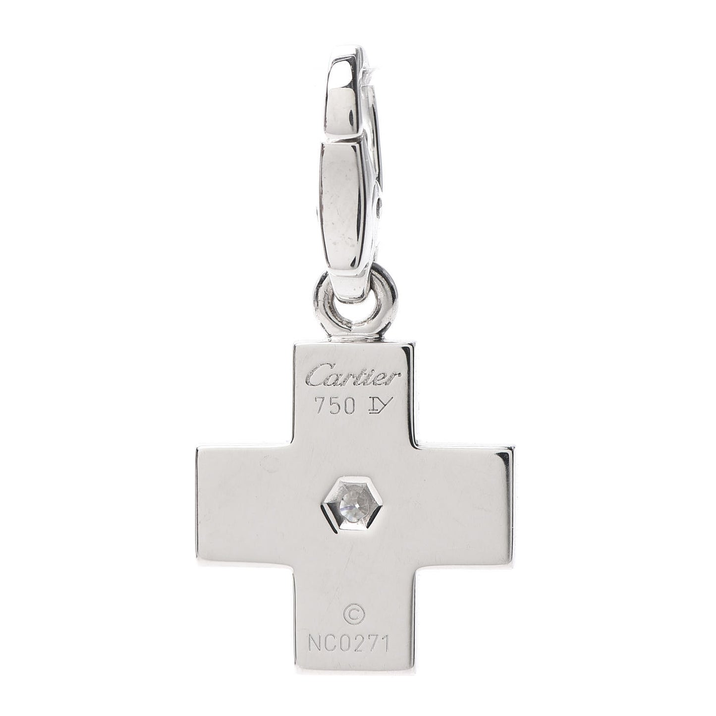 18K White Gold Diamond Cross Charm