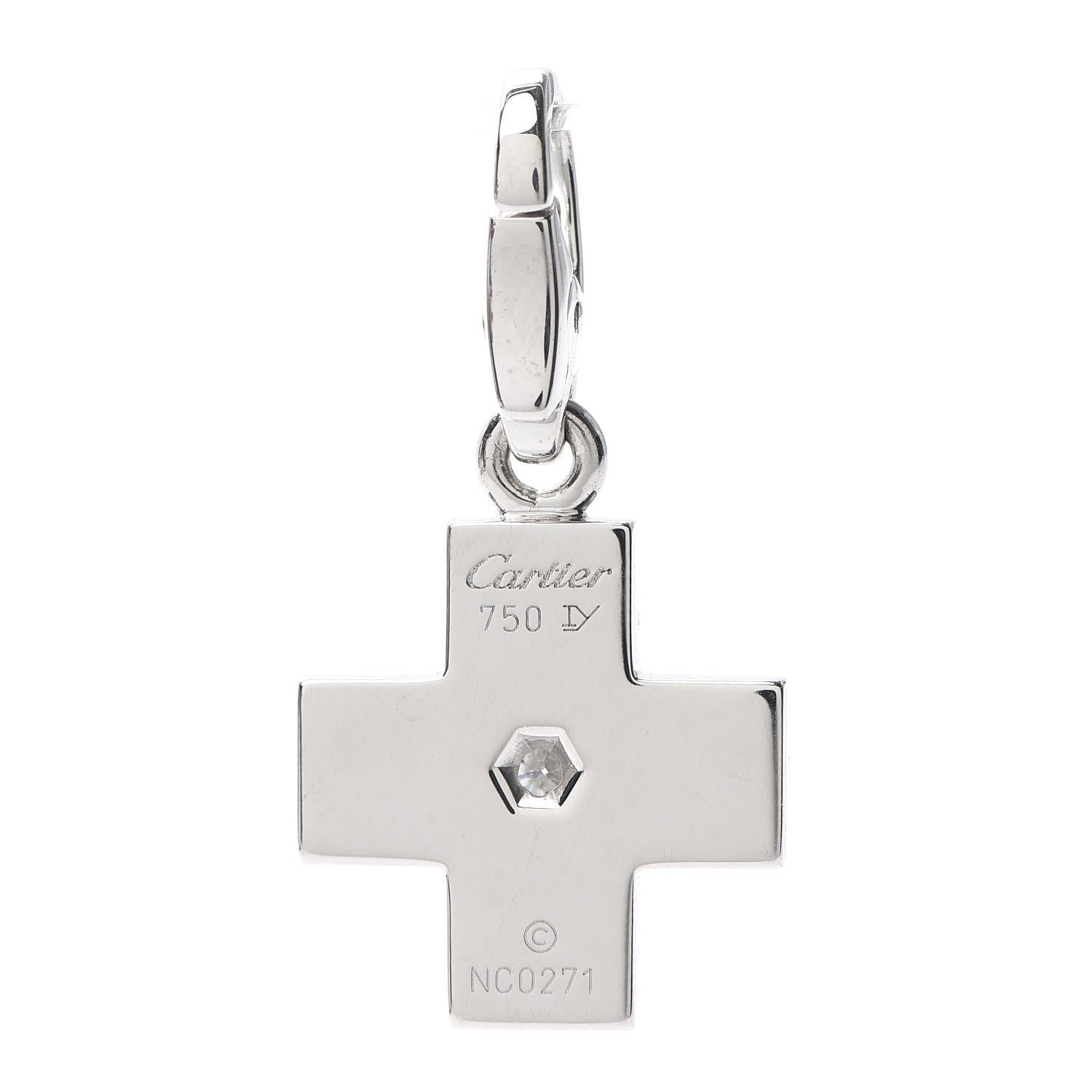 Cartier 18K White Gold Diamond Cross Charm 3 of 3