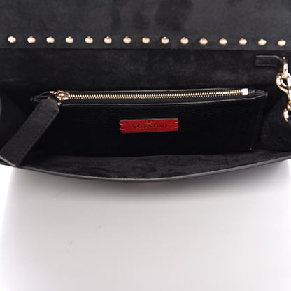 Valentino Garavani Pebbled Calfskin Rockstud Side Slip Wristlet Clutch Black 5 of 9