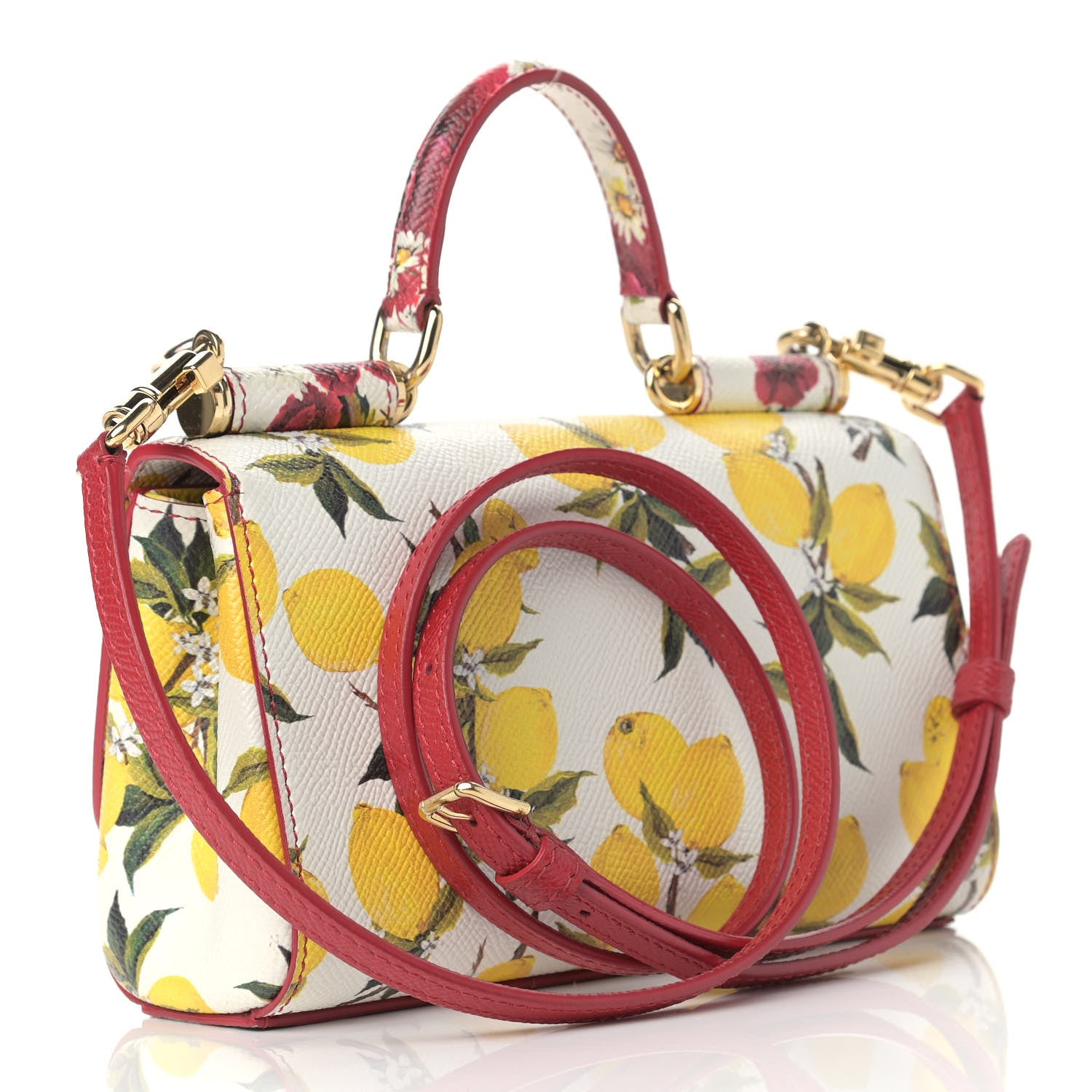 Dolce & Gabbana Lemon Print Mini Miss Sicily Satchel White Multicolor 4 of 16