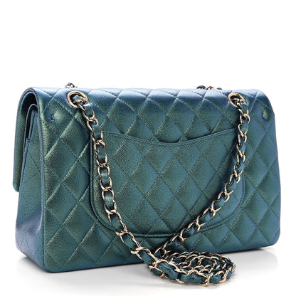 Chanel Iridescent Caviar Quilted Medium Double Flap Green 3 of 11