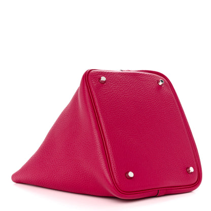 Hermes Taurillon Clemence Swift Eclat Picotin Lock 22 MM Framboise Rouge Sellier 4 of 10
