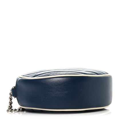 Gucci Azalea Calfskin Matelasse Diagonal Mini Torchon GG Marmont Round Shoulder Bag Blue Agata Mystic White 4 of 10