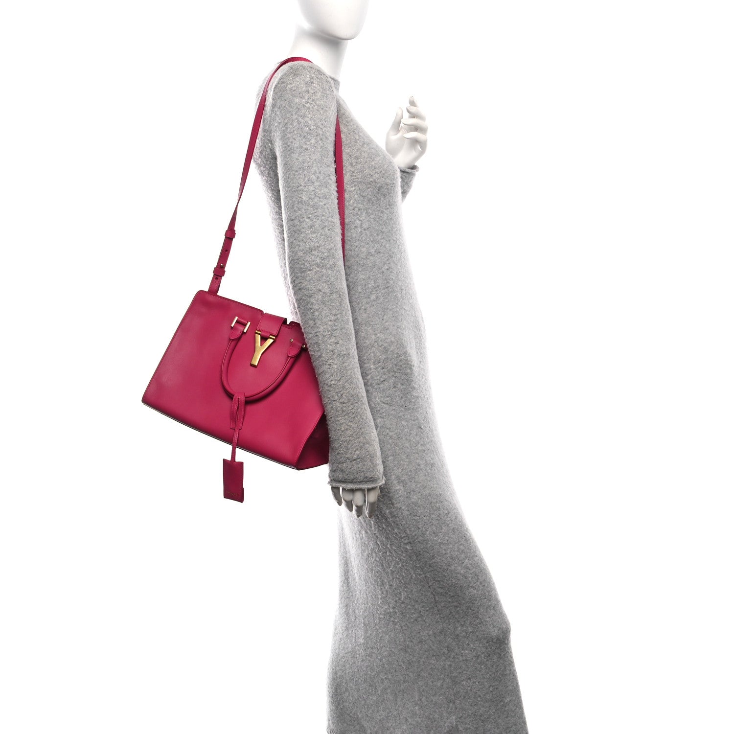 Saint Laurent Calfskin Small Classic Y Cabas Fuchsia 2 of 10