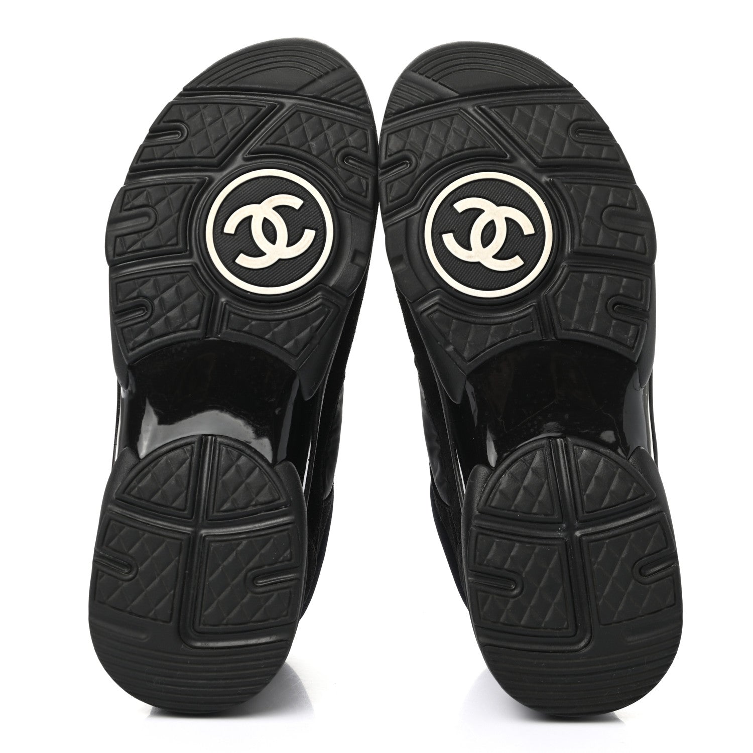 Chanel Fabric Calfskin Suede CC Sneakers 36.5 Black 5 of 9