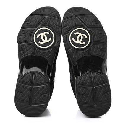 Chanel Fabric Calfskin Suede CC Sneakers 36.5 Black 5 of 9