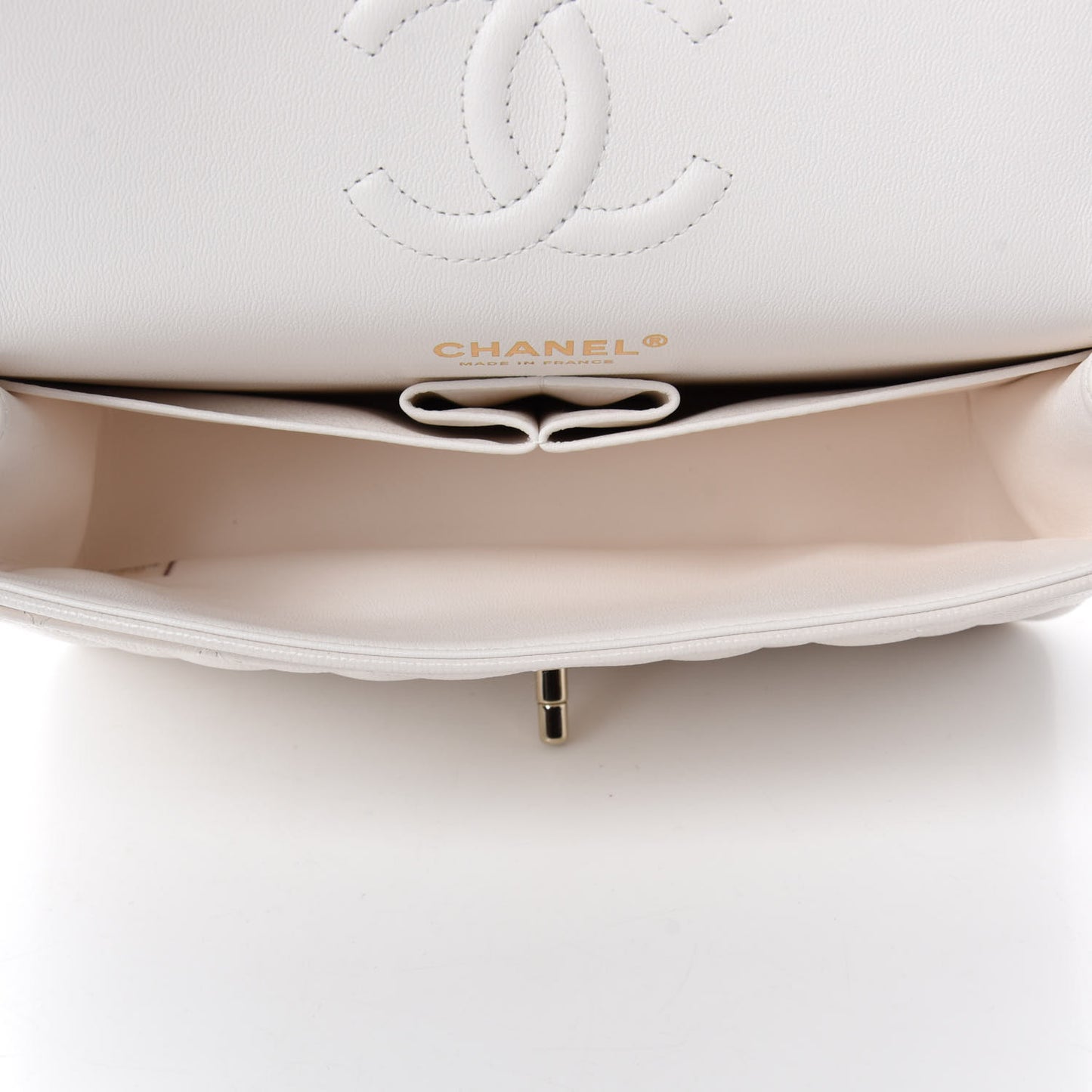 Caviar Quilted Small Double Flap White