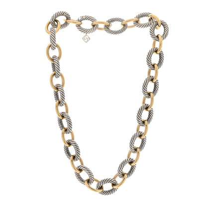 David Yurman Sterling Silver 18K Yellow Gold 18mm Extra Large Oval Link Necklace 3 of 6