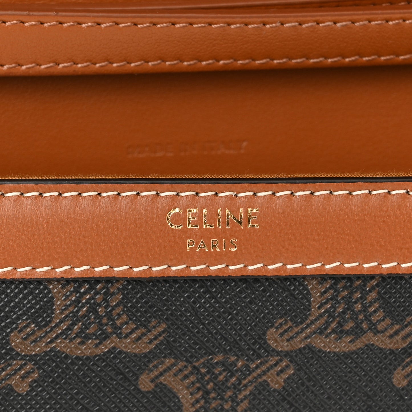 Triomphe Canvas Calfskin Wallet on Chain Tan