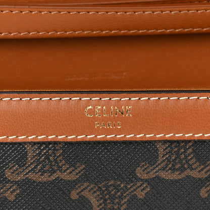 Celine Triomphe Canvas Calfskin Wallet on Chain Tan 6 of 10