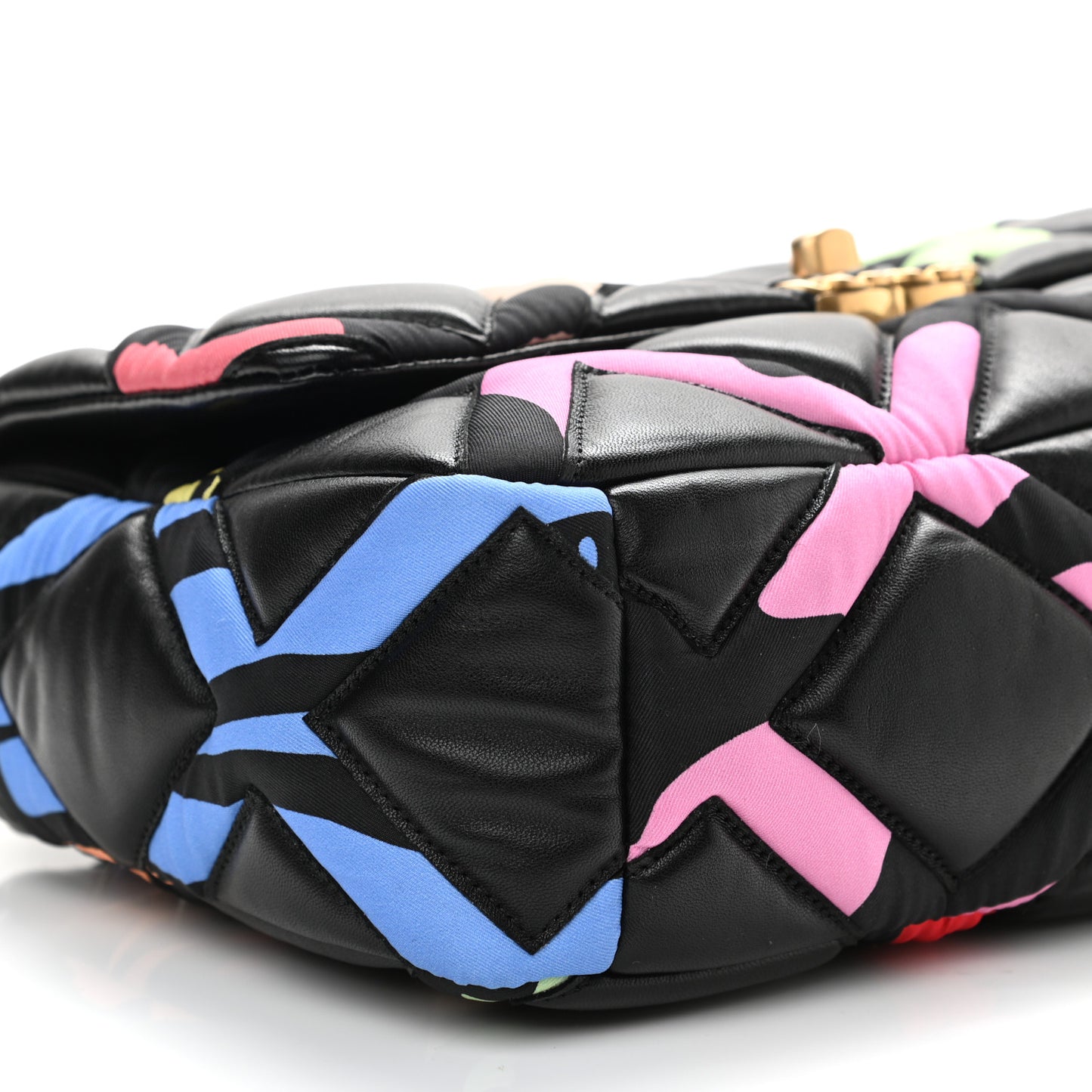 Lambskin Printed Fabric Medium Chanel 19 Flap Black Multicolor