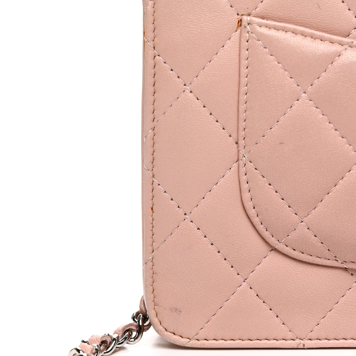 Chanel Lambskin Quilted Wallet On Chain WOC Pink 1579613