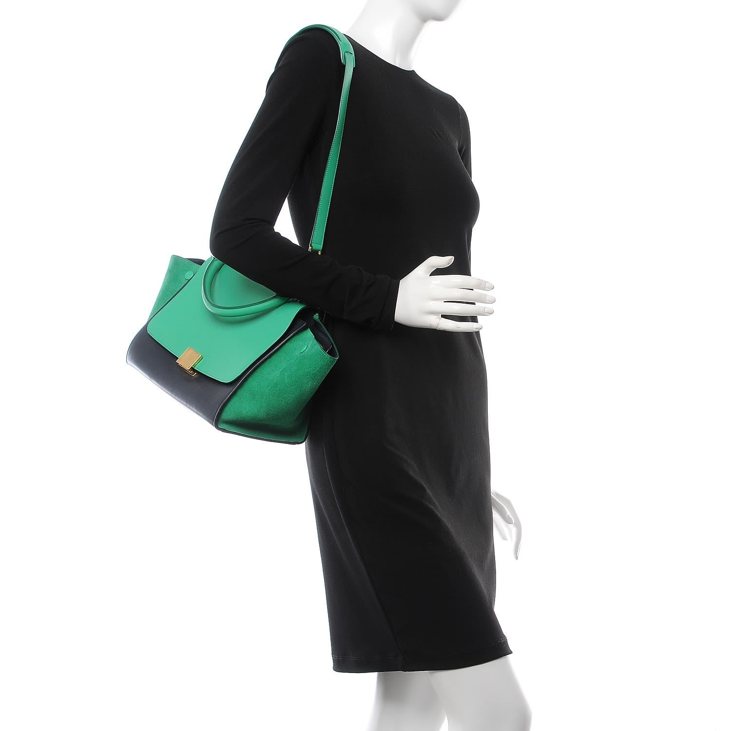 Celine Smooth Calfskin Suede Small Bi-Color Trapeze Palm 3 of 9