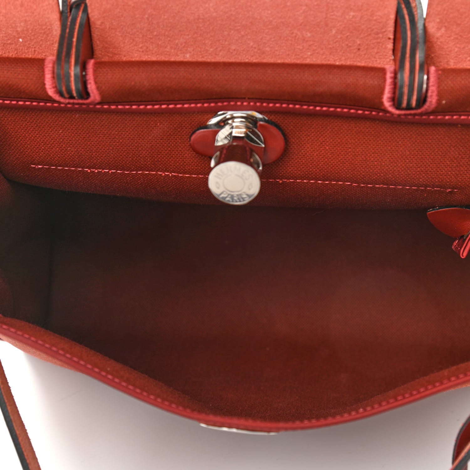 Hermes Vache Hunter Toile Herbag Zip 31 PM Rouge H 6 of 12