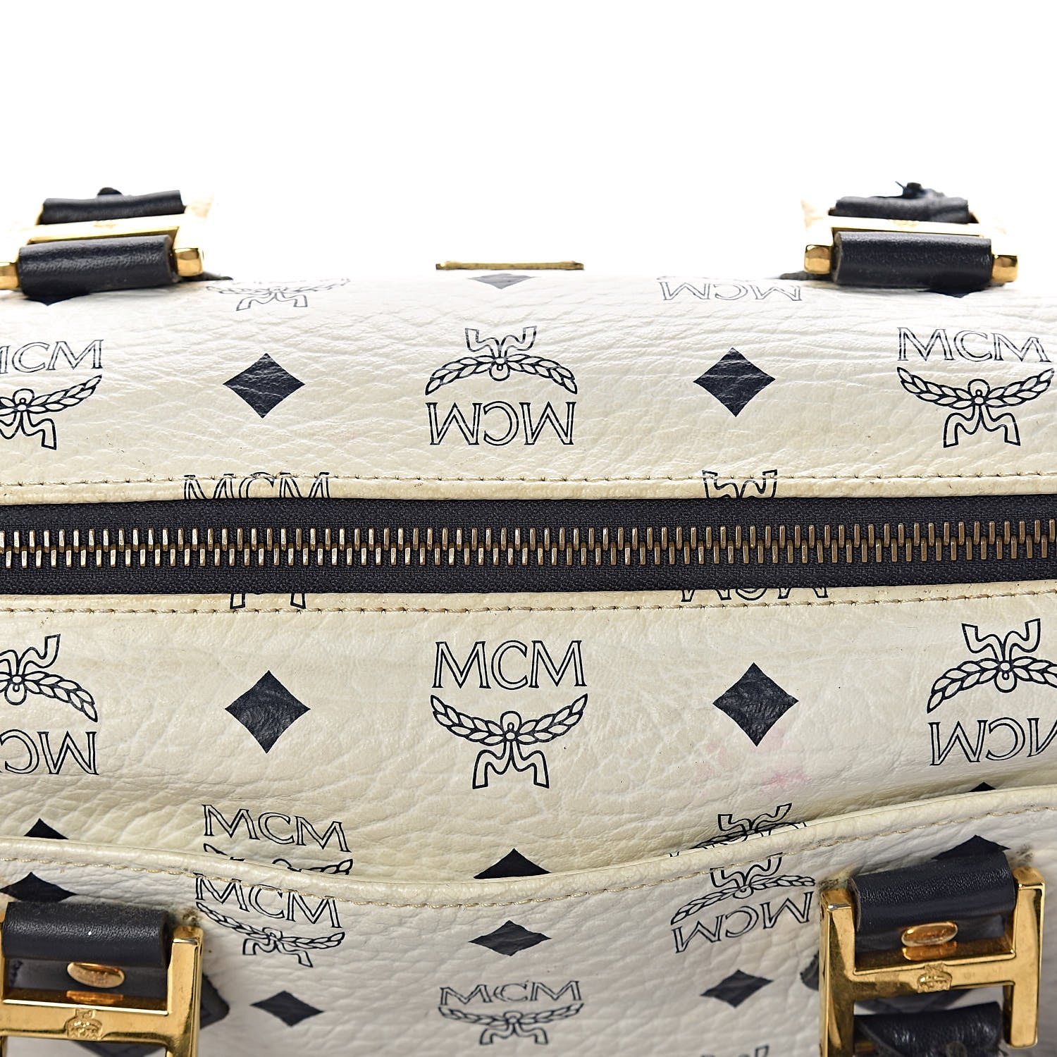 MCM Visetos Boston Satchel White 10 of 12