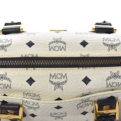 MCM Visetos Boston Satchel White 10 of 12