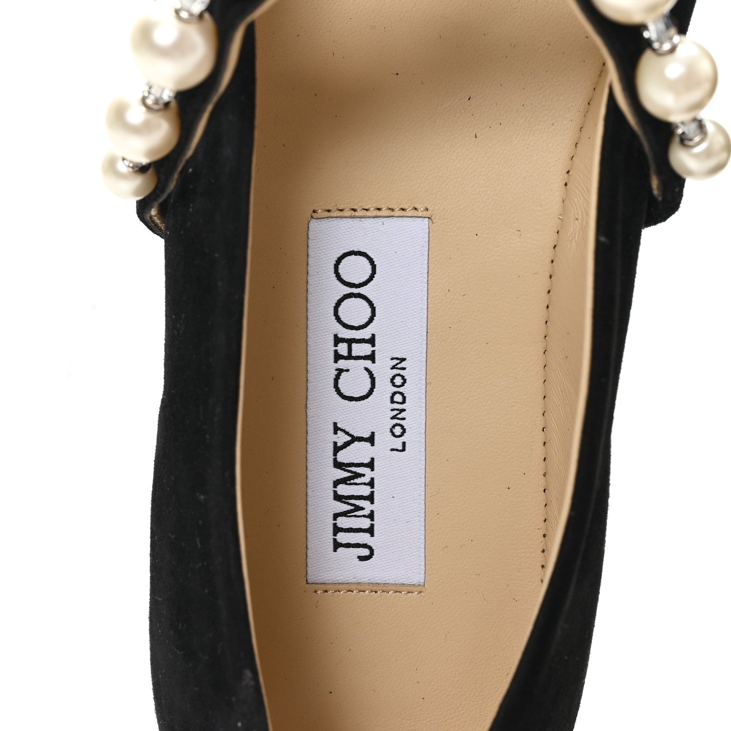 Jimmy Choo Suede Pearl Embellished Ade Flat 36.5 Black 8 of 9