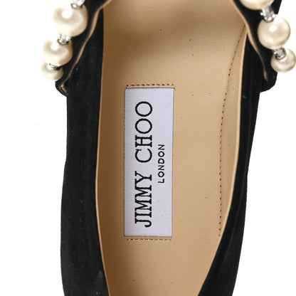Jimmy Choo Suede Pearl Embellished Ade Flat 36.5 Black 8 of 9