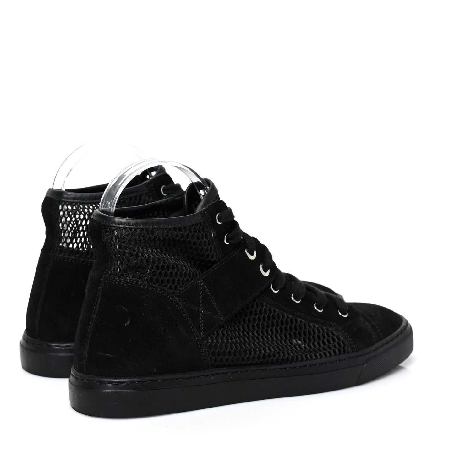 Mesh Suede High Top Sneakers 37 Black