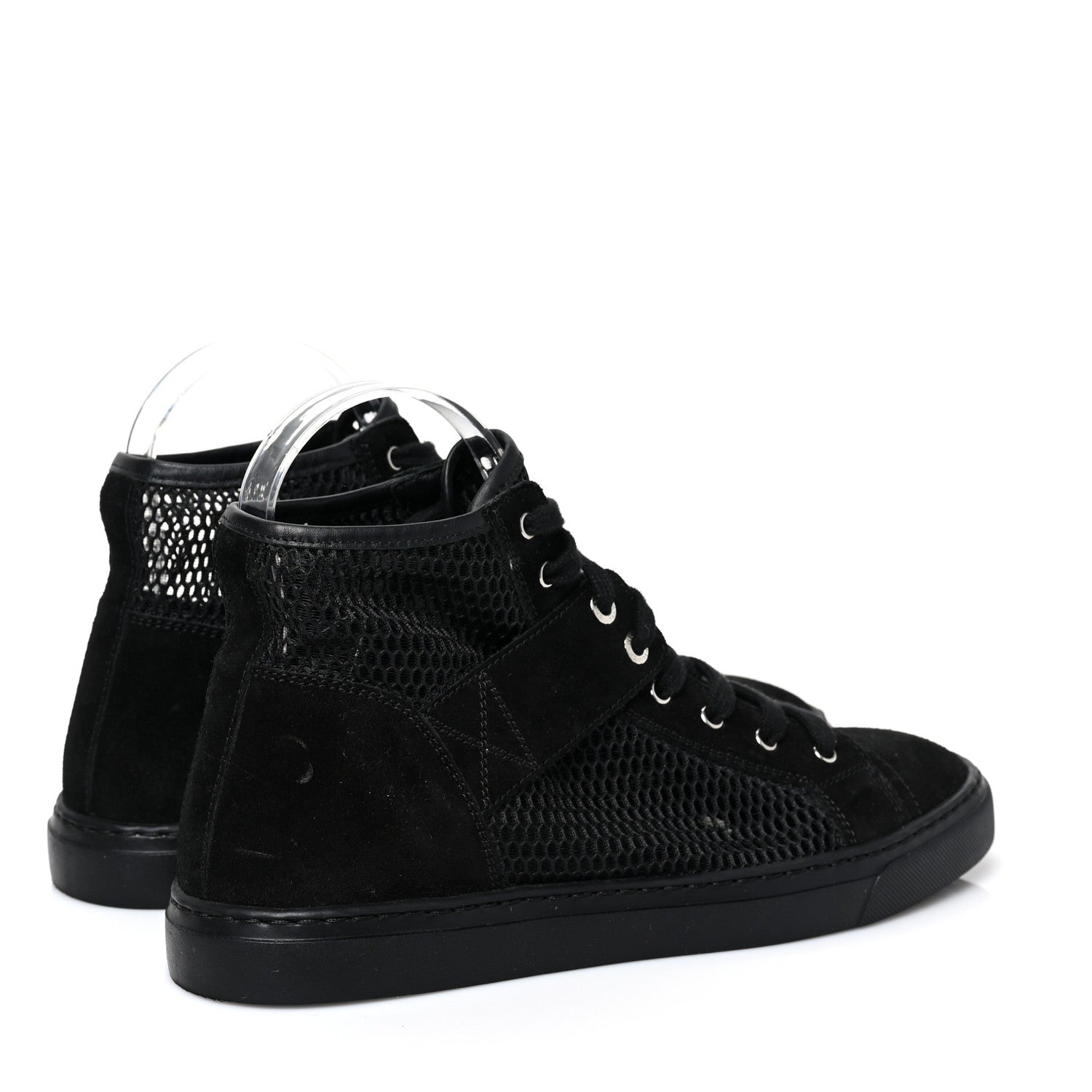 Chanel Mesh Suede High Top Sneakers 37 Black 4 of 7