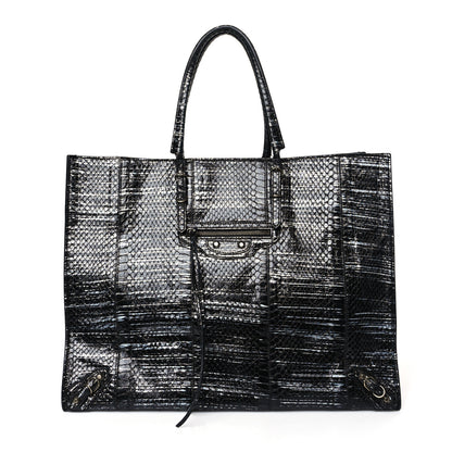 Balenciaga Glazed Elaphe Papier A4 Tote Blue 1 of 10