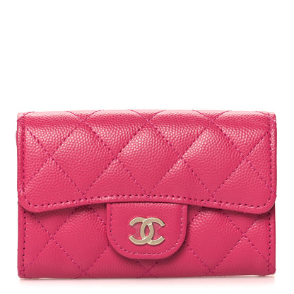 Chanel Caviar Quilted Flap Card Holder Wallet Dark Pink 1 of 7