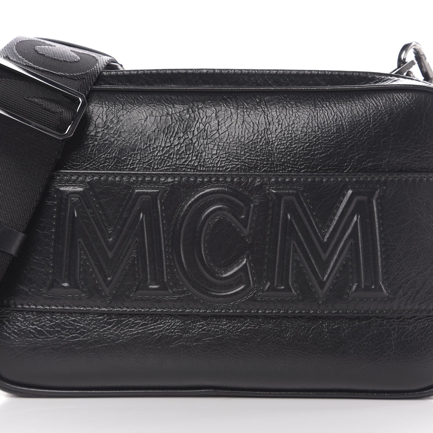 MCM Crushed Calfskin Logo Crossbody Bag Black 18 of 18