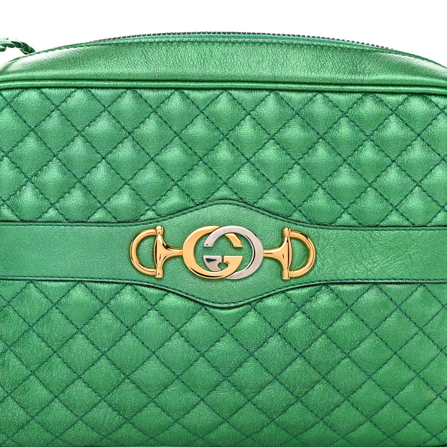 Laminated Nappa Trapuntata Small Zumi Shoulder Bag Jasmine Green