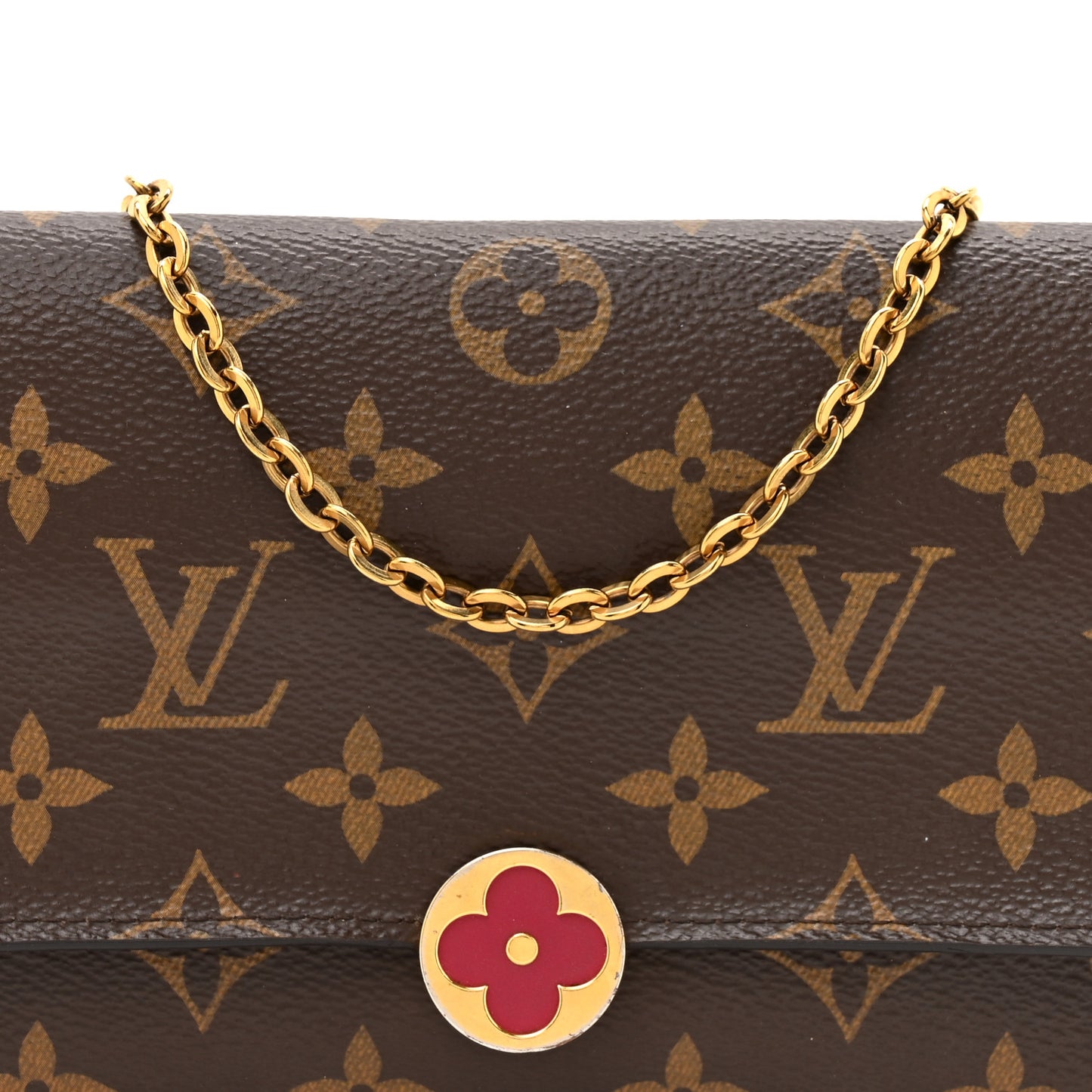 Monogram Flore Chain Wallet Fuchsia