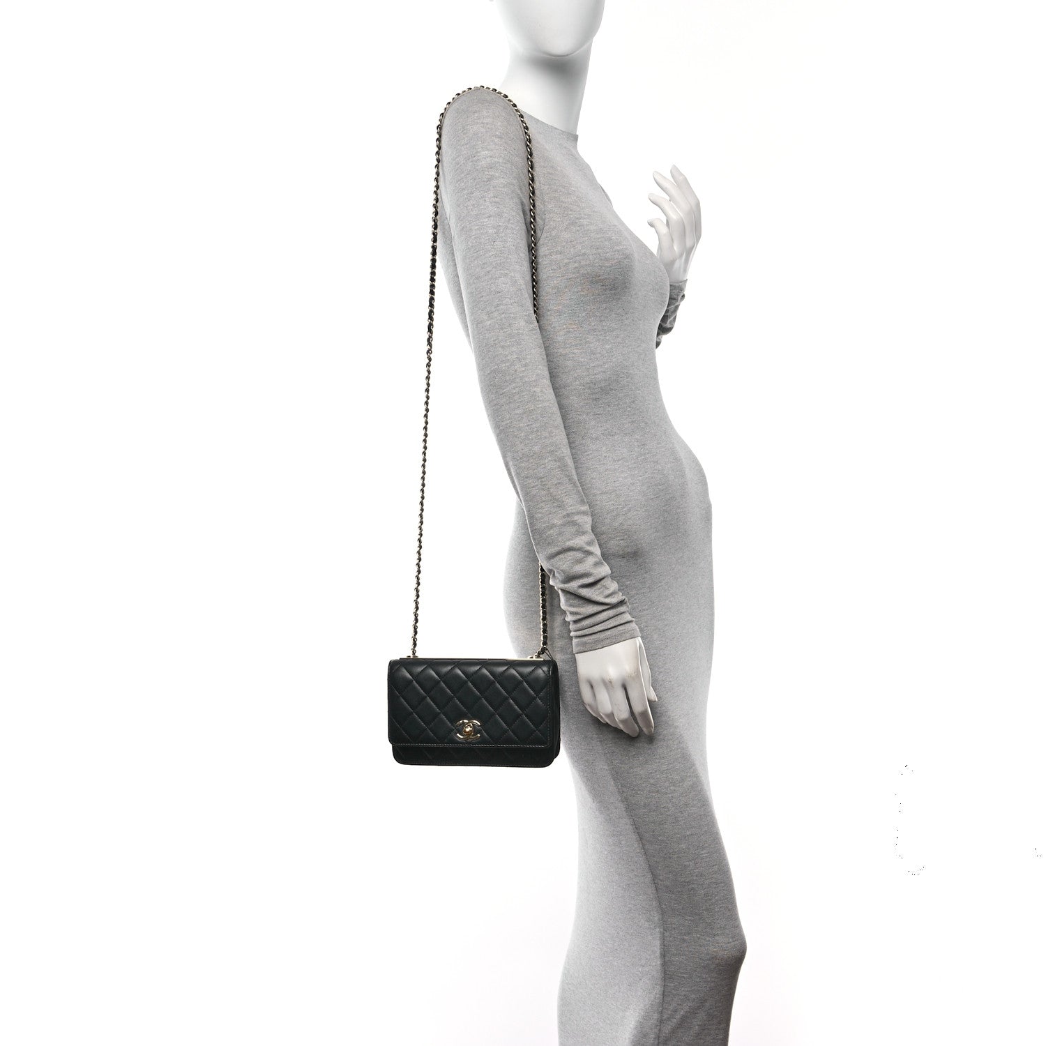 Chanel Lambskin Quilted Trendy CC Wallet On Chain WOC Black 2 of 12