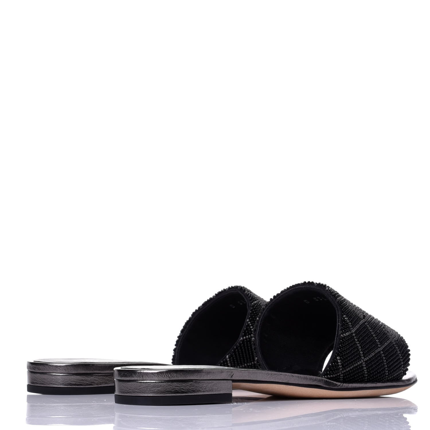 Chanel Pearl Embroidery Flat Sandals 36 Black 4 of 11