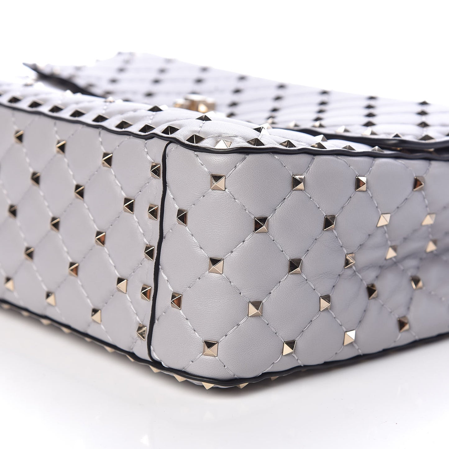 Nappa Large Rockstud Spike Shoulder Bag Pastel Grey