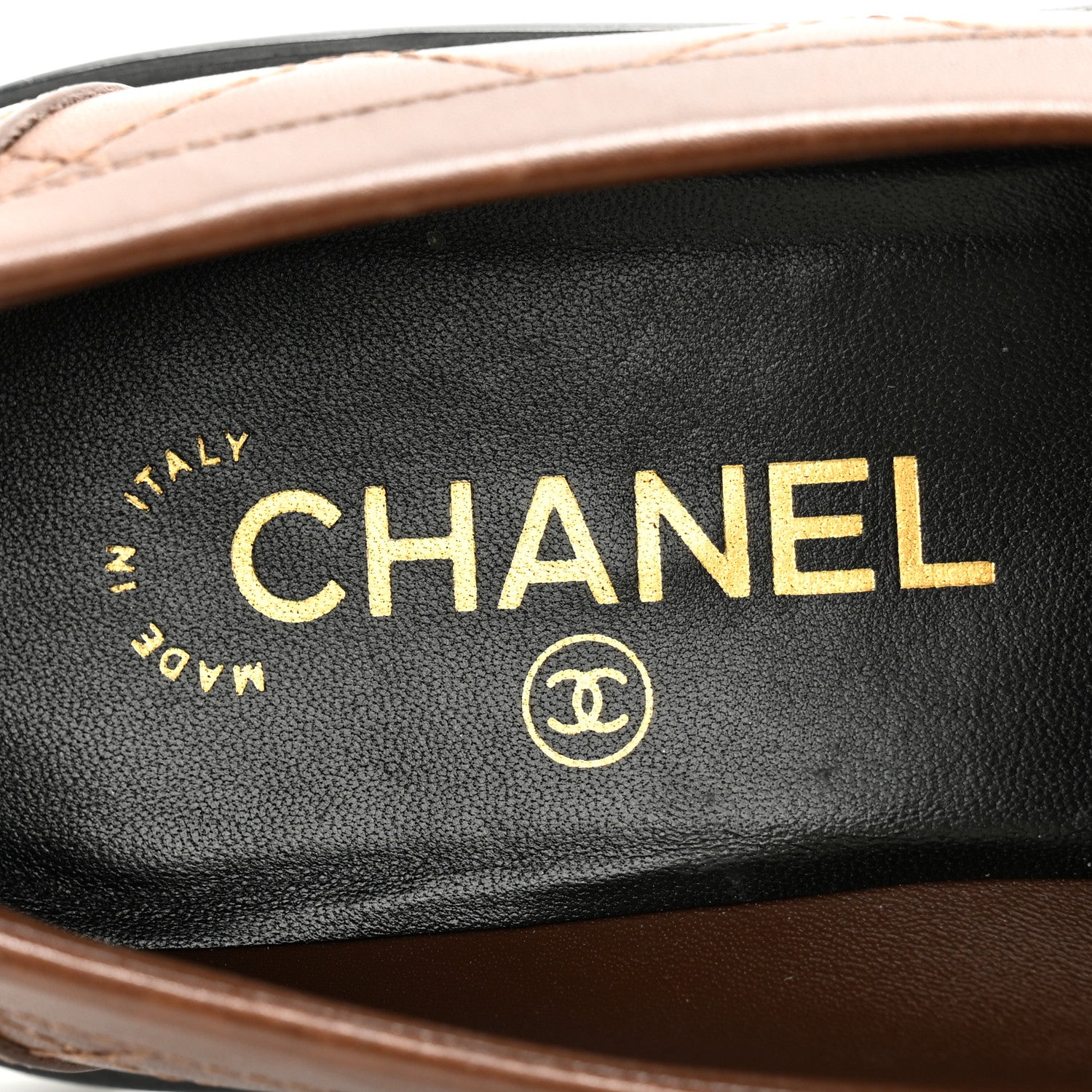 Chanel Calfskin Quilted CC Mocassin Loafers 38.5 Brown 6 of 10