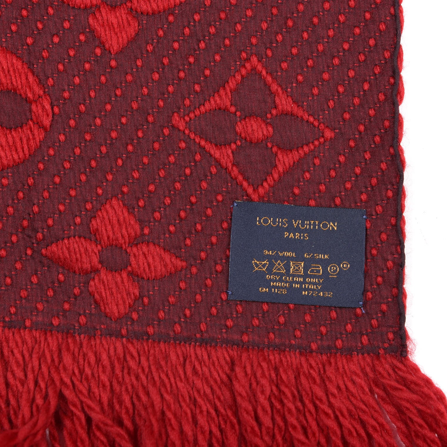 Louis Vuitton Wool Silk Logomania Scarf Rubis 3 of 3