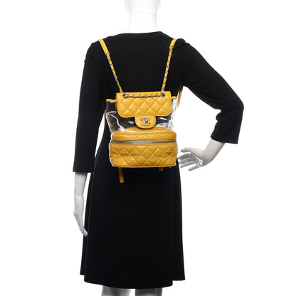Chanel Crumpled Calfskin PVC Quilted Backpack Yellow 2 of 15