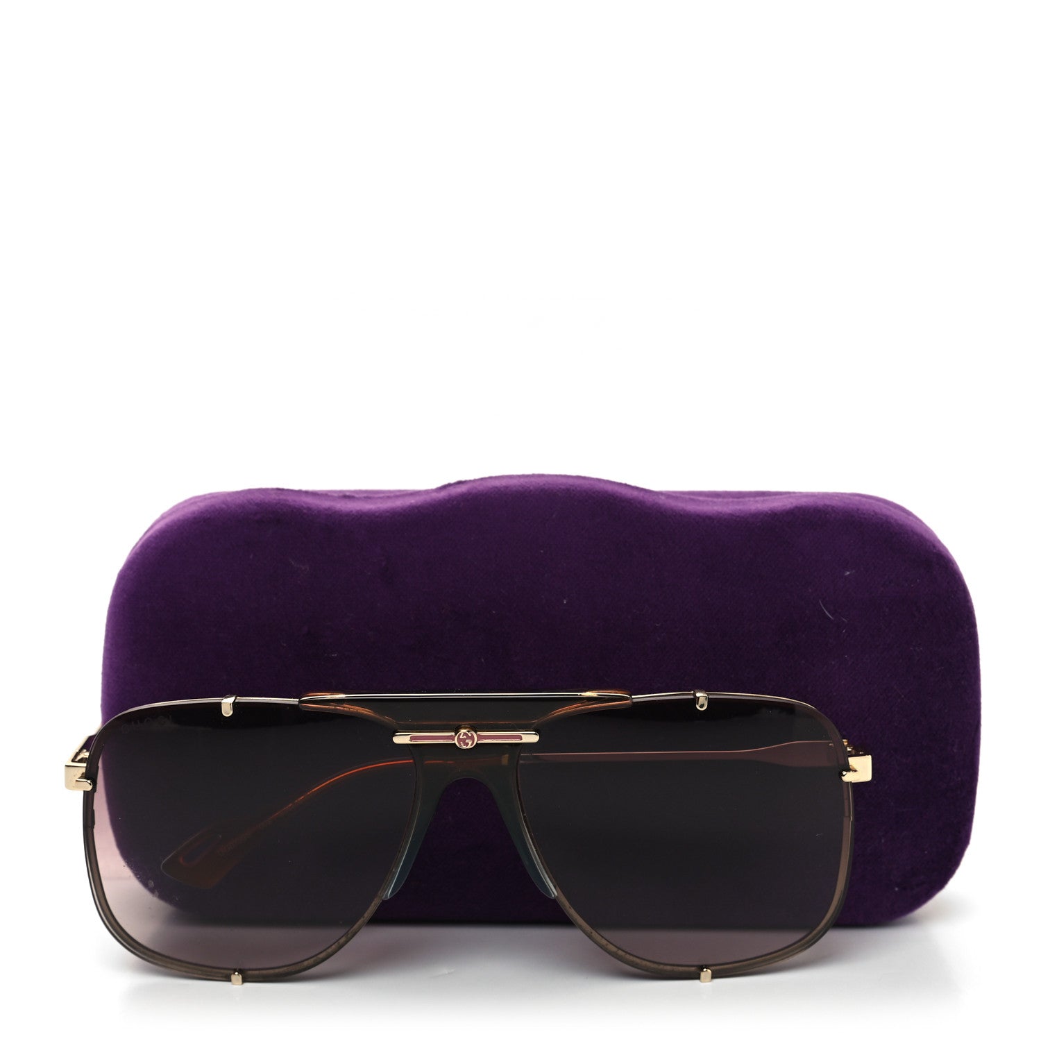 Gucci Metal Square Frame Sunglasses GG0739S Brown 8 of 8