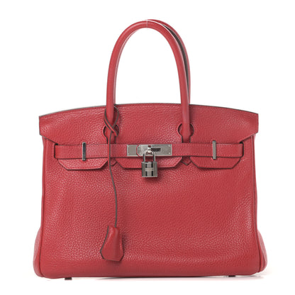 Hermes Taurillon Clemence Birkin 30 Rouge Casaque 1 of 15
