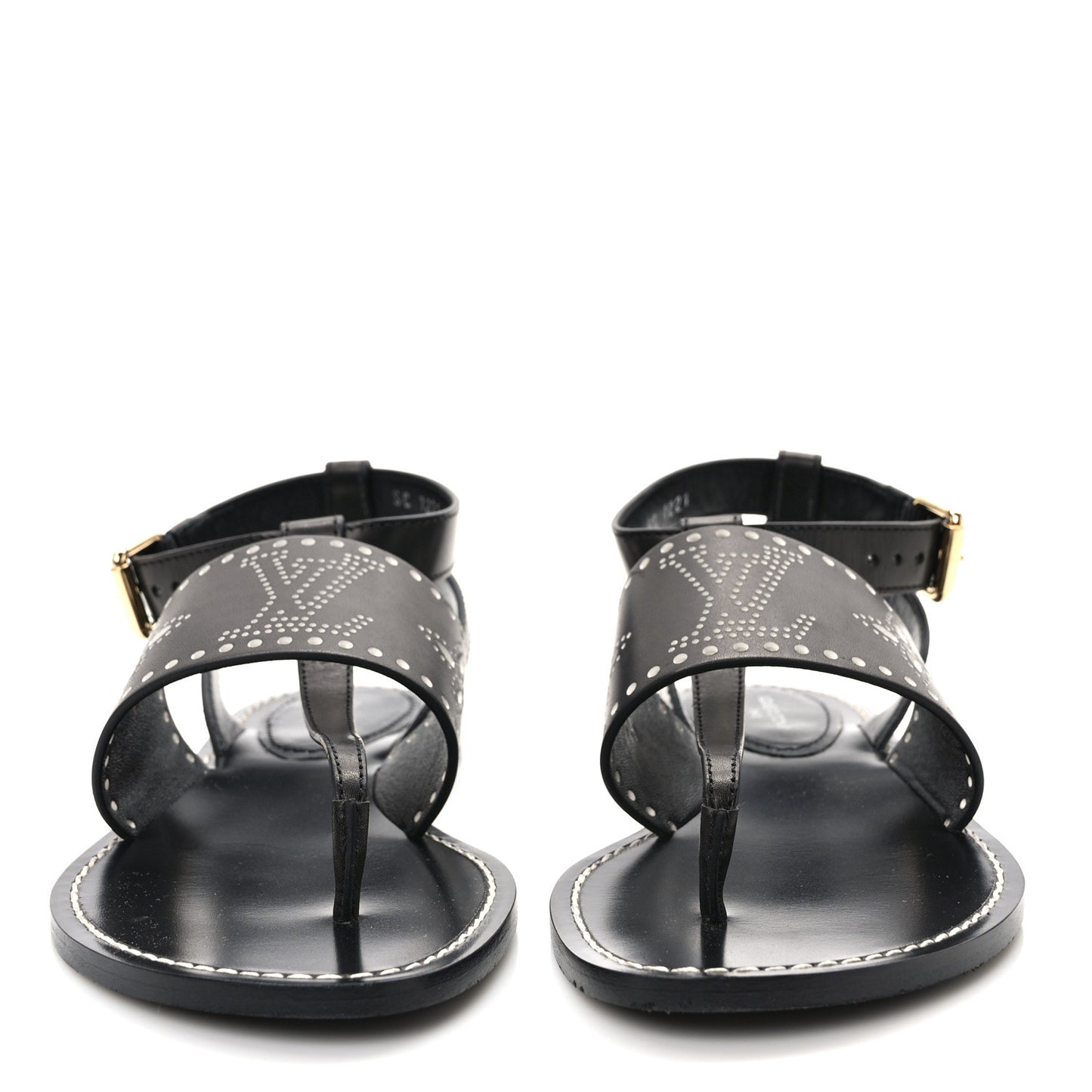 Soft Calfskin Perforated Horizon Flat Sandals 36 Black