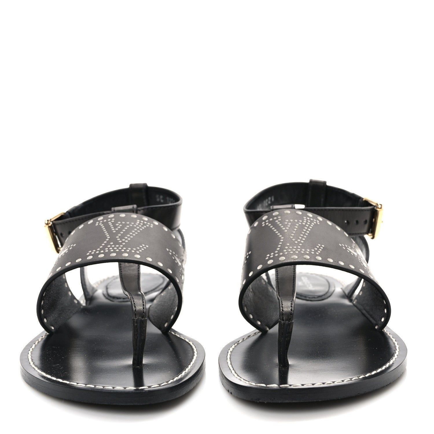 Louis Vuitton Soft Calfskin Perforated Horizon Flat Sandals 36 Black 2 of 8