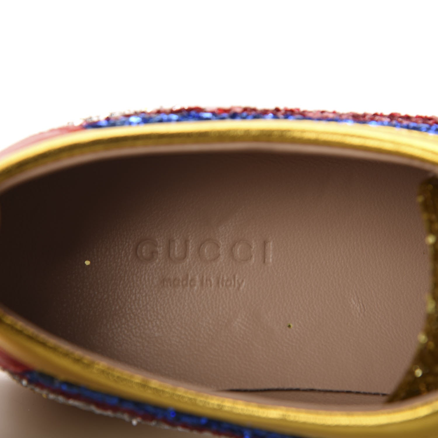 Gucci Glitter Fabric Pierced Heart Falacer Sneakers 36.5 Gold 7 of 11