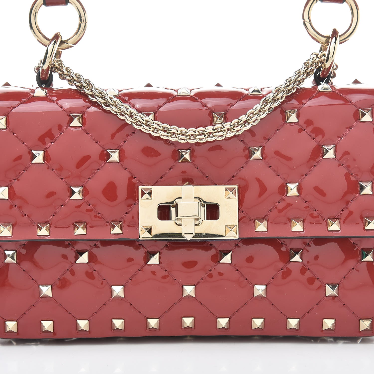 Valentino Garavani Patent Small Rockstud Spike Shoulder Bag Rosso Valentino 7 of 10
