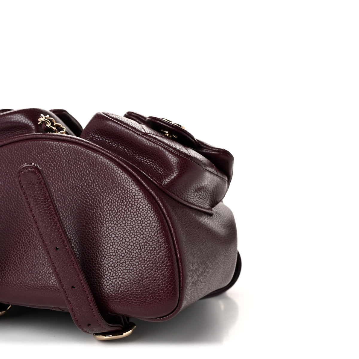 Chanel Shiny Caviar Quilted Small Duma Pockets Drawstring Backpack Burgundy 10 of 10