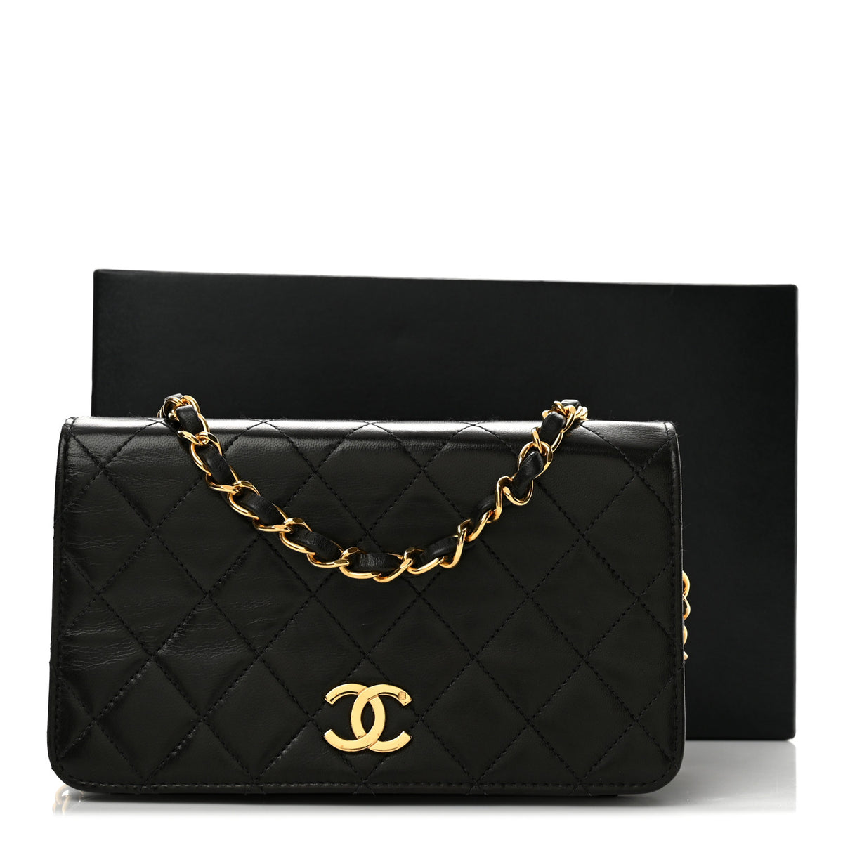 Lambskin Quilted Mini Single Flap Bag Black