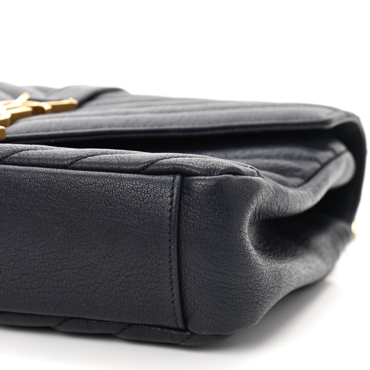 Saint Laurent Lambskin Matelasse Chevron Monogram Medium College Bag Deep Marine 11 of 16