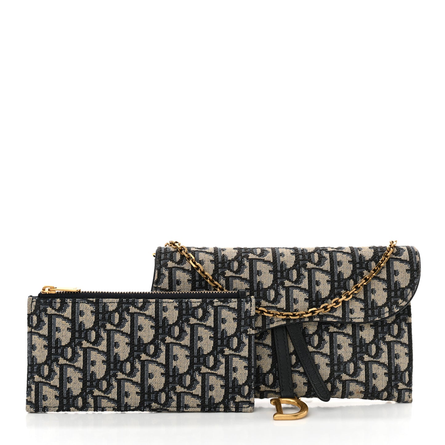 Oblique Saddle Chain Long Wallet Blue
