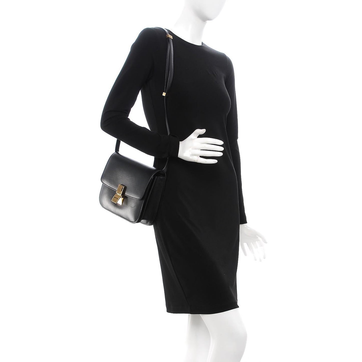 Box Calfskin Medium Classic Box Flap Bag Black
