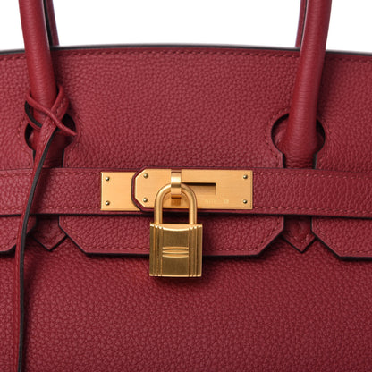 Hermes Togo Horseshoe Birkin 30 Rouge Grenat Bleu Nuit 10 of 11