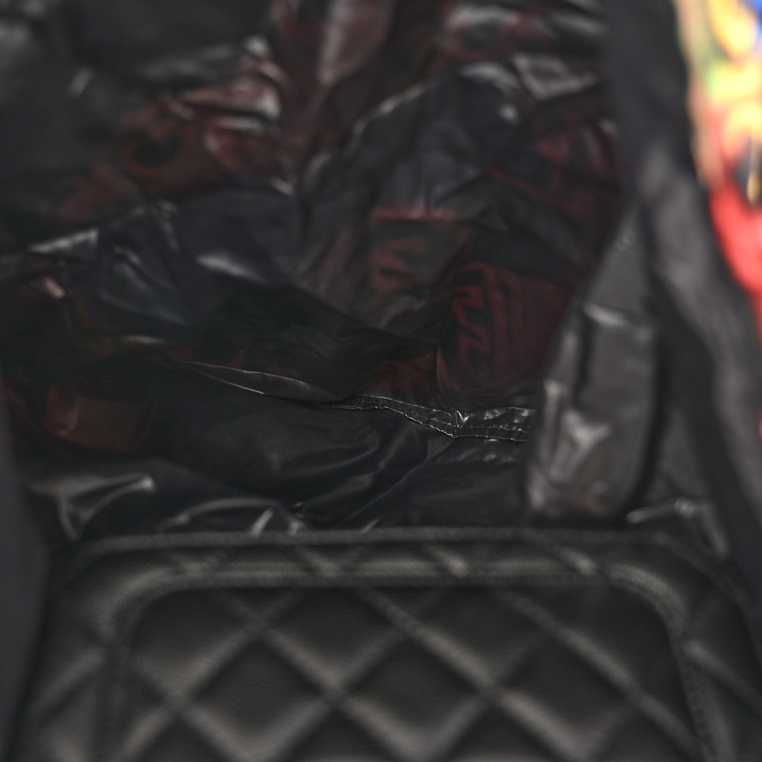 Chanel Caviar Fabric Graffiti Foldable Tote Bag With Chain Black Multicolor 10 of 20